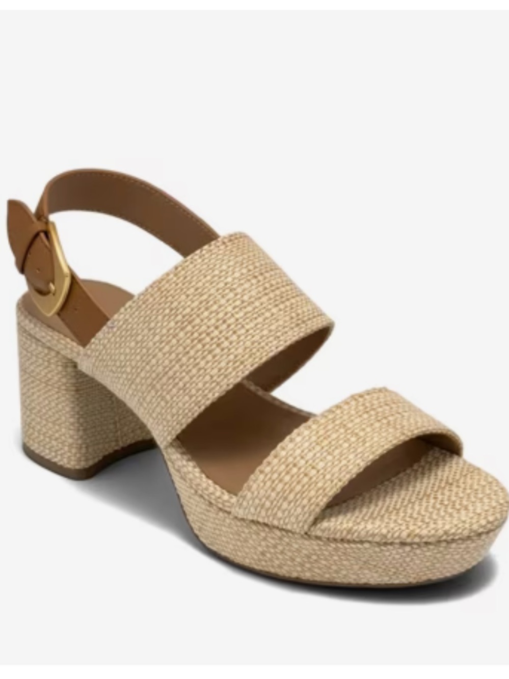 Aerosoles Camilia Natural Tan Slingback Platform Block Heel Sandals NWT 8.5